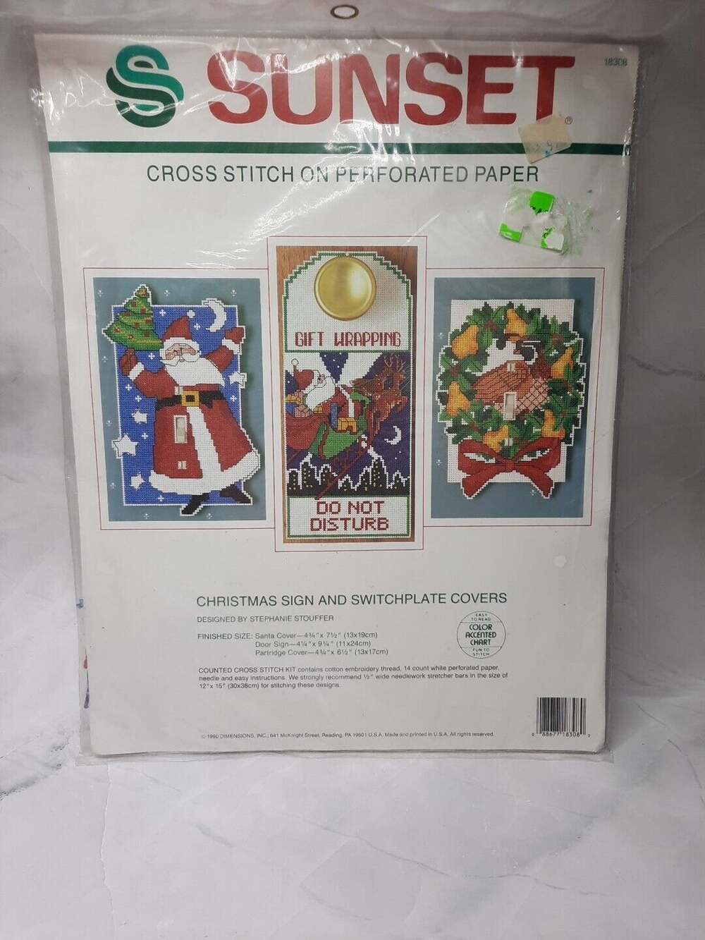 Sunset Christmas Sign and Switchplate Covers 18308 Cross Stitch Kit Vtg 1990
